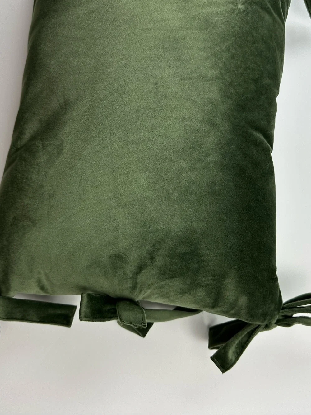 Green Velvet Bow Accent Pillow Size 14 x 20 Inches